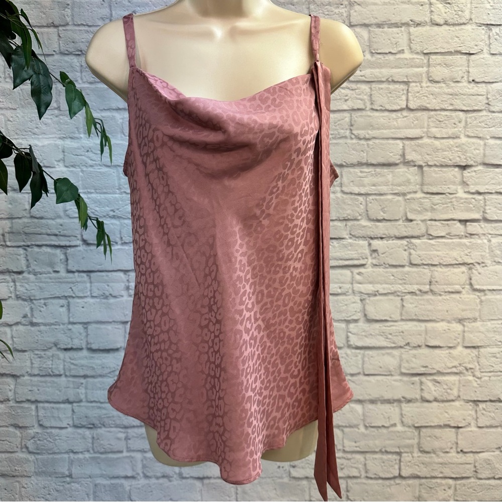 WHBM-White House Black Market Cowl-Neck Satin Jacquard Cami - Pink Rose Mauve